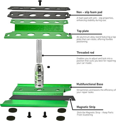 RC Car Work Stand Right Right Leight Lower 360 ° Rotation Aluminium RC Repair Stand ، Trans Small Screw Tresh for 1/8 1/10 1/12 1/14 for traxxa arcial arrma rc crawler monster buggy (Green ، Black) in Kuwait