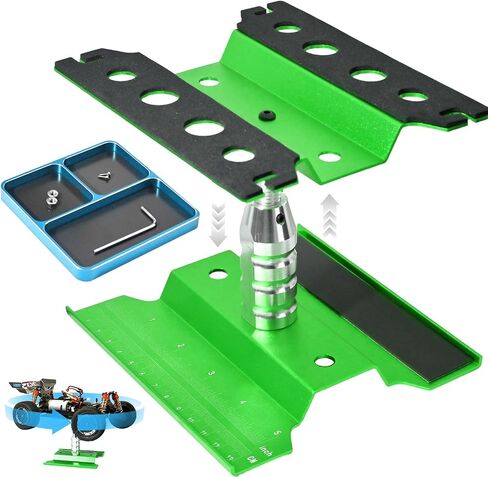 RC Car Work Stand Right Right Leight Lower 360 ° Rotation Aluminium RC Repair Stand ، Trans Small Screw Tresh for 1/8 1/10 1/12 1/14 for traxxa arcial arrma rc crawler monster buggy (Green ، Black) in Kuwait