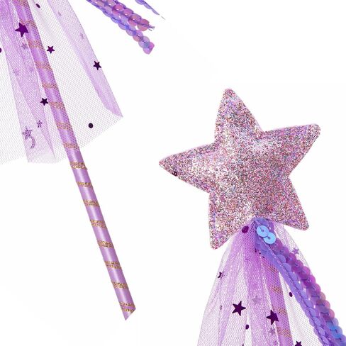 Alvogimor 2 Pack Glitter Star Wand ، Princess Costume Angel Play Play Props لعيد الميلاد ، عيد الهالوين ، حفلة عيد الميلاد (Pink Purple ، 12 Inch) in Kuwait