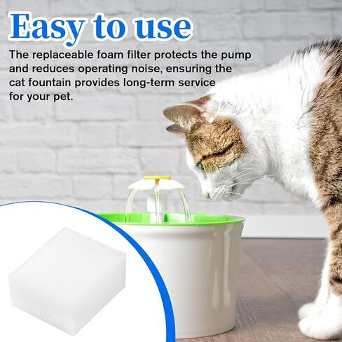 12 Pack Cat Fountain Filters Sponge Replacement Pet Fountain Pre-Filter Square Foam Sponges for 84oz/2.5L Cat Water Fountains, White in Saudi Arabia