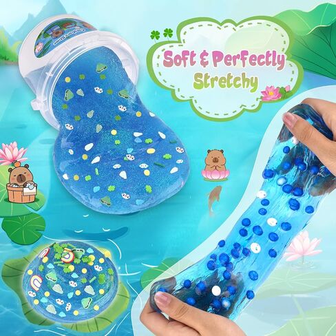 Capybara Slime Kit 10oz ، دلو الوحل الكبير الصافي للأطفال من 8 إلى 12 مع 8 حزم الإضافات (بما في ذلك الطين) ، ألعاب الوحل الناعمة وغير اللطيفة ، ASMR ، عيد ميلاد مثالي للبنات الأولاد in Kuwait