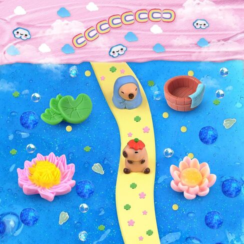 Capybara Slime Kit 10oz ، دلو الوحل الكبير الصافي للأطفال من 8 إلى 12 مع 8 حزم الإضافات (بما في ذلك الطين) ، ألعاب الوحل الناعمة وغير اللطيفة ، ASMR ، عيد ميلاد مثالي للبنات الأولاد in Kuwait