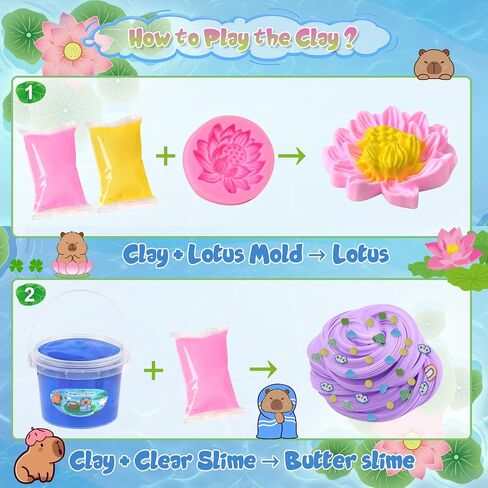 Capybara Slime Kit 10oz ، دلو الوحل الكبير الصافي للأطفال من 8 إلى 12 مع 8 حزم الإضافات (بما في ذلك الطين) ، ألعاب الوحل الناعمة وغير اللطيفة ، ASMR ، عيد ميلاد مثالي للبنات الأولاد in Kuwait