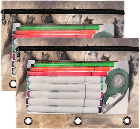 Kcldeci 2 Pack Pencil Pouch for 3 Ring Binder, Dinosaurs Footprints Binder Pencil Pouch Pencil Case Pencil Bag Pouch Bulk for Home, Office, School Supplies in Saudi Arabia
