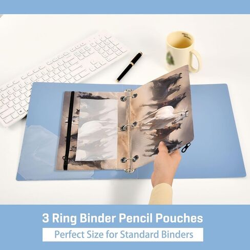 Kcldeci 2 Pack Pencil Pouch for 3 Ring Binder, Dinosaurs Footprints Binder Pencil Pouch Pencil Case Pencil Bag Pouch Bulk for Home, Office, School Supplies in Saudi Arabia
