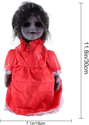 NUOBESTY 1 PC Halloween Creepy Dolls Scary Voice-Activated Induction Walking Horror Scary Doll with Sound Halloween Prop for Party Without Battery in Saudi Arabia