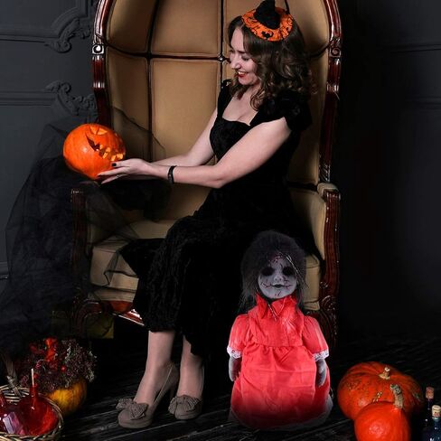 NUOBESTY 1 PC Halloween Creepy Dolls Scary Voice-Activated Induction Walking Horror Scary Doll with Sound Halloween Prop for Party Without Battery in Saudi Arabia