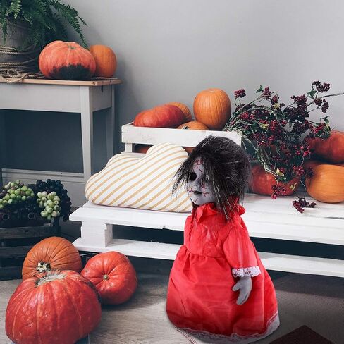 NUOBESTY 1 PC Halloween Creepy Dolls Scary Voice-Activated Induction Walking Horror Scary Doll with Sound Halloween Prop for Party Without Battery in Saudi Arabia