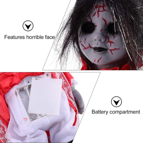 NUOBESTY 1 PC Halloween Creepy Dolls Scary Voice-Activated Induction Walking Horror Scary Doll with Sound Halloween Prop for Party Without Battery in Saudi Arabia