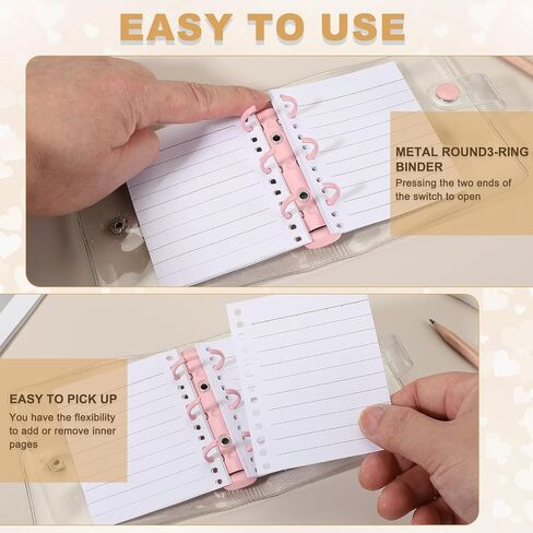 غطاء موثق Uxcell Mini ، 4.3 بوصة PVC Clear Binder Protector 3 RING RING REGILIPE NOTEBOR in Saudi Arabia