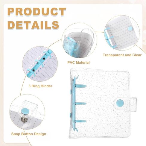 غطاء موثق Uxcell Mini ، 4.3 بوصة PVC Clear Binder Protector 3 RING RING REGILIPE NOTEBOR in Saudi Arabia