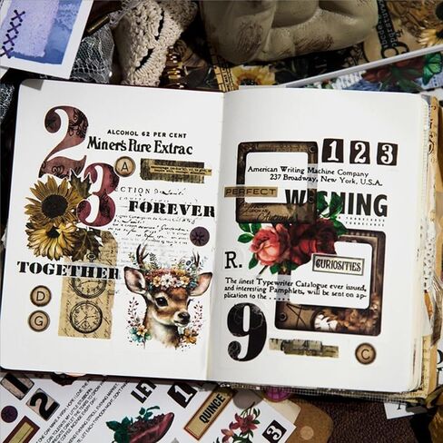900+ قطع ملصقات عتيقة لـ Scrapbooking ، 50 ورقة كتاب Precut Washi للكتاب القصير ، كتاب الخردة لـ Junk Journal Supplies Diy ، Collage ، Photo Album in Kuwait
