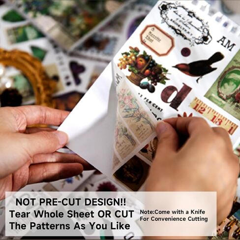900+ قطع ملصقات عتيقة لـ Scrapbooking ، 50 ورقة كتاب Precut Washi للكتاب القصير ، كتاب الخردة لـ Junk Journal Supplies Diy ، Collage ، Photo Album in Kuwait