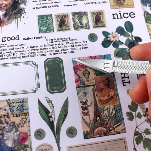 900+ قطع ملصقات عتيقة لـ Scrapbooking ، 50 ورقة كتاب Precut Washi للكتاب القصير ، كتاب الخردة لـ Junk Journal Supplies Diy ، Collage ، Photo Album in Kuwait