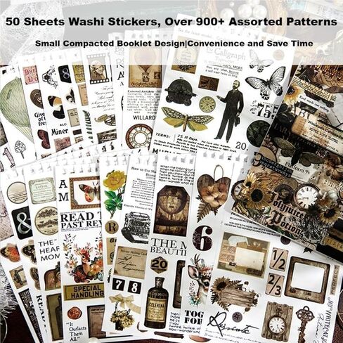 900+ قطع ملصقات عتيقة لـ Scrapbooking ، 50 ورقة كتاب Precut Washi للكتاب القصير ، كتاب الخردة لـ Junk Journal Supplies Diy ، Collage ، Photo Album in Kuwait