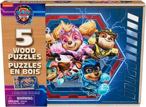 Paw Patrol 5 -Pack Wood Puzzle - انضم إلى Chase و Marshall و The Gang in Adventure in Saudi Arabia