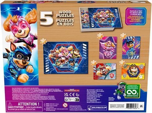 Paw Patrol 5 -Pack Wood Puzzle - انضم إلى Chase و Marshall و The Gang in Adventure in Saudi Arabia