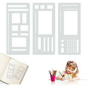 قوالب تسجيل مرنة مصنوعة يدويًا 3 عبوات - إستنسل مخططة قابلة لإعادة الاستخدام للمجلات الشبكة النقطة ، التقويمات وإمدادات الحرف ، متوافقة مع لفائف/أقراص/حلقات (ب) in Saudi Arabia