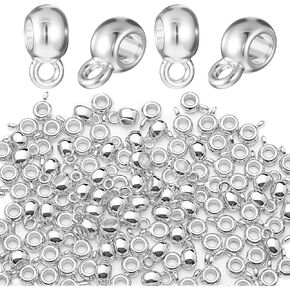 150 Pcs Links Bail Beads for Jewelry Making, Alloy Column Spacer Beads, Necklace Connector Tube Charm, Jewelry Hanger Charm Accessories for DIY Necklace Bracelet Keychain, Silver in Kuwait