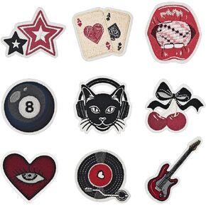9 Pcs Downtown Girl Iron on PatchesY2K Trendy Aesthetic Patches for Sew Embroidered Applique Repair Patch DIY Craft Decoration Clothes Backpack Hat Pants in Saudi Arabia