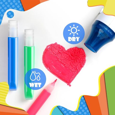 12 Pcs DIY Magic Puffy Neon Gel Pens Personalized 3D Art Pen Bubble Popcorn Drawing Markers Foam Sensory Paint Pens for Greeting Birthday Gift Cards Holiday Family Party in Saudi Arabia