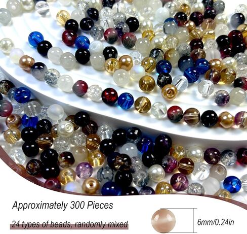 300pcs 6mm Glass Beads, 24 Colors Assorted Glass Beads for Jewelry Making, Green Series Round Spacer Bead Kit for Bracelet Necklace DIY Craft in Kuwait