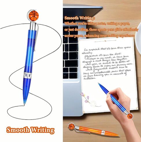 12 Pcs Basketball Pen Sports Ballpoint Pens Basketball Party Favors Sports Souvenirs Black Ink Writing Pen for Office Desk Fun Stationery Supplies. (orange/blue-12) in Saudi Arabia