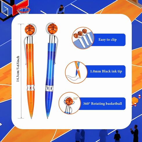 12 Pcs Basketball Pen Sports Ballpoint Pens Basketball Party Favors Sports Souvenirs Black Ink Writing Pen for Office Desk Fun Stationery Supplies. (orange/blue-12) in Saudi Arabia