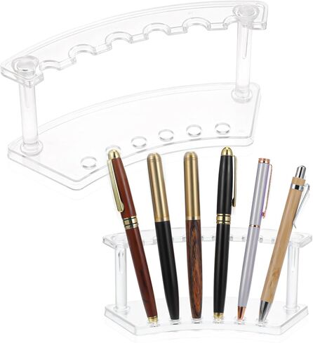2 Pcs Pen Display Stand 6 Slot Pen Stand Transparent Pen Display Stands for Vendor Events Eyebrow Pens Stands Makeup Brush Rack Organizer Suitable for School, Office, Store, Household Supplies in Saudi Arabia