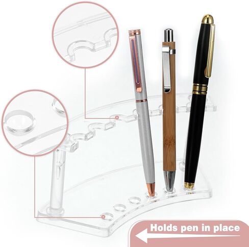 2 Pcs Pen Display Stand 6 Slot Pen Stand Transparent Pen Display Stands for Vendor Events Eyebrow Pens Stands Makeup Brush Rack Organizer Suitable for School, Office, Store, Household Supplies in Saudi Arabia