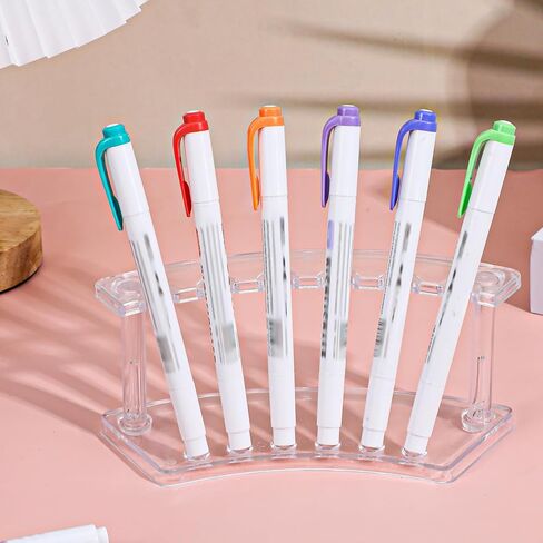 2 Pcs Pen Display Stand 6 Slot Pen Stand Transparent Pen Display Stands for Vendor Events Eyebrow Pens Stands Makeup Brush Rack Organizer Suitable for School, Office, Store, Household Supplies in Saudi Arabia