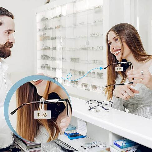 AHANDMAKER 100 Pcs Clear Plastic Price Tag Holders for The Frame of Glasses, Mini Rectangle Label Holders, Hanging Card Protector Sleeve, Suitable for Spectacle Frames Glasses Frame Eyeglass Frames in Saudi Arabia