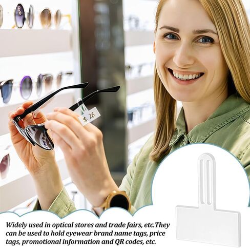 AHANDMAKER 100 Pcs Clear Plastic Price Tag Holders for The Frame of Glasses, Mini Rectangle Label Holders, Hanging Card Protector Sleeve, Suitable for Spectacle Frames Glasses Frame Eyeglass Frames in Saudi Arabia