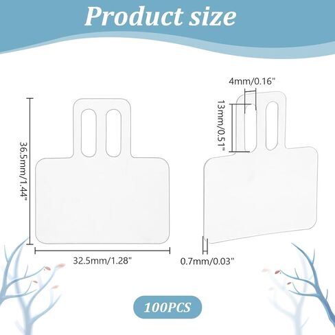 AHANDMAKER 100 Pcs Clear Plastic Price Tag Holders for The Frame of Glasses, Mini Rectangle Label Holders, Hanging Card Protector Sleeve, Suitable for Spectacle Frames Glasses Frame Eyeglass Frames in Saudi Arabia