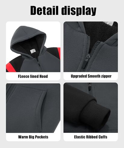 SWISSWELL Boys Hoodie Sherpa Fleece Lined Jacket with Zipper Long Sleeve Soft Warm Sweatshirt Outerwear for Kids in Kuwait