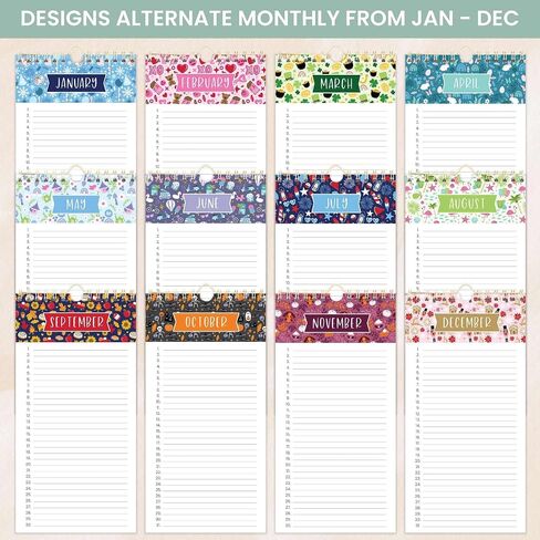 bloom daily planners Perpetual Hanging Flip Calendar - 5" x 10" - Monthly Wall To Do List Organizer Notepad for Important Dates, Birthdays, Anniversaries - Seasonal Florals in Saudi Arabia