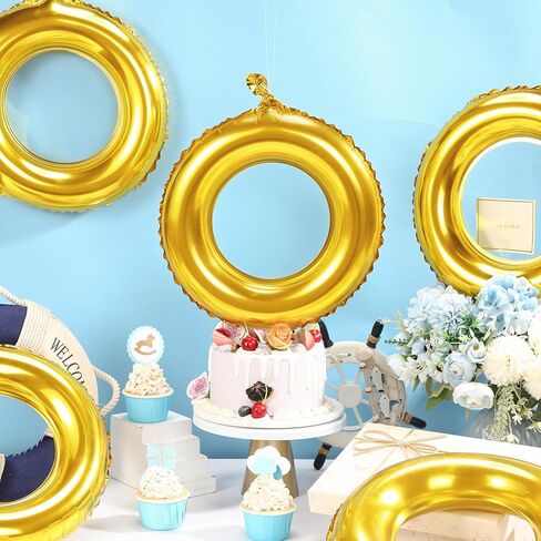 6 Pack Gold Ring Balloons with Transparent Fishing Line Cartoon Characters Themed Party Decor Foil Balloon for Role Playing Cartoon Carnival Theme Birthday Party Decoration in Saudi Arabia