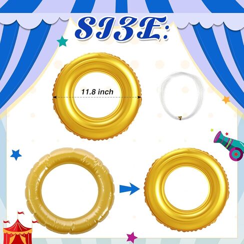 6 Pack Gold Ring Balloons with Transparent Fishing Line Cartoon Characters Themed Party Decor Foil Balloon for Role Playing Cartoon Carnival Theme Birthday Party Decoration in Saudi Arabia