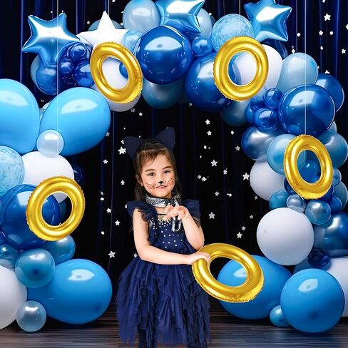 6 Pack Gold Ring Balloons with Transparent Fishing Line Cartoon Characters Themed Party Decor Foil Balloon for Role Playing Cartoon Carnival Theme Birthday Party Decoration in Saudi Arabia