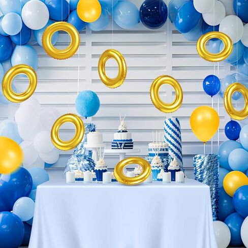 6 Pack Gold Ring Balloons with Transparent Fishing Line Cartoon Characters Themed Party Decor Foil Balloon for Role Playing Cartoon Carnival Theme Birthday Party Decoration in Saudi Arabia