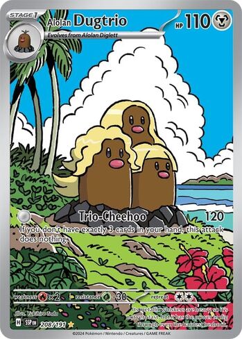 Pokemon - Alolan Dugtrio 208/191 - ارتفاع شرارات - بطاقة إحباط نادرة التوضيح in Saudi Arabia
