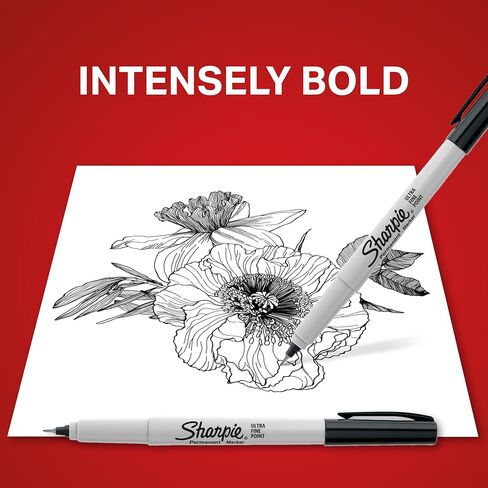 شاربي 24390235 قلم تحديد دائم برأس رفيع للغاية، حبر أسود، 36/صندوق (2082960) in Kuwait