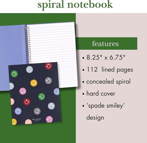 دفتر ملاحظات Kate Spade New York Small Small ، 8.25 "× 6.75" دفتر مجلة مع 112 صفحة مبطنة (Spade Smiley) in Saudi Arabia