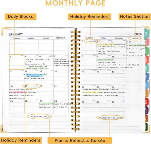 2026 Planner ، A5 (6.3 "× 8.5") Planner 2026 Jan-Dec ، شهرية/أسبوعية/يومية مع جهات الاتصال والأعياد ، والغطاء الصلب ، والمنظم للمدرسة واللوازم التجارية (LEAF) in Saudi Arabia