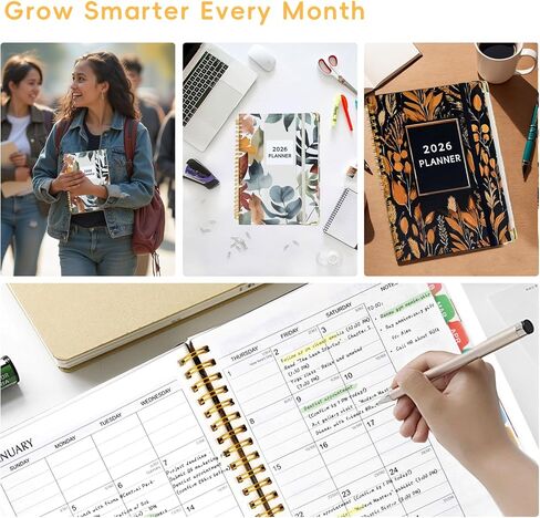 2026 Planner ، A5 (6.3 "× 8.5") Planner 2026 Jan-Dec ، شهرية/أسبوعية/يومية مع جهات الاتصال والأعياد ، والغطاء الصلب ، والمنظم للمدرسة واللوازم التجارية (LEAF) in Saudi Arabia