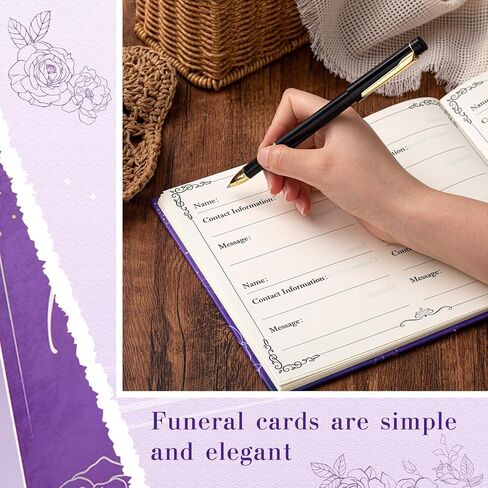 Purple Funeral Guest Book for Memorial Service Celebration of Life - in Loving Memory Guestbook Set with Memory Table Sign and Pen - Guest Sign in Book for Funeral Service in Saudi Arabia