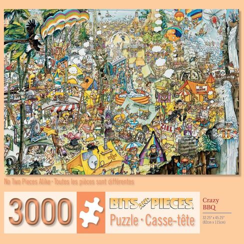 Bits and Pieces – 3000 Piece Jigsaw Puzzle for Adults – Crazy BBQ - Festival Scene Jigsaw Puzzle by Artist Gerold Como, Completed Puzzle Size: 32-1/4" x 45-1/4" in Saudi Arabia