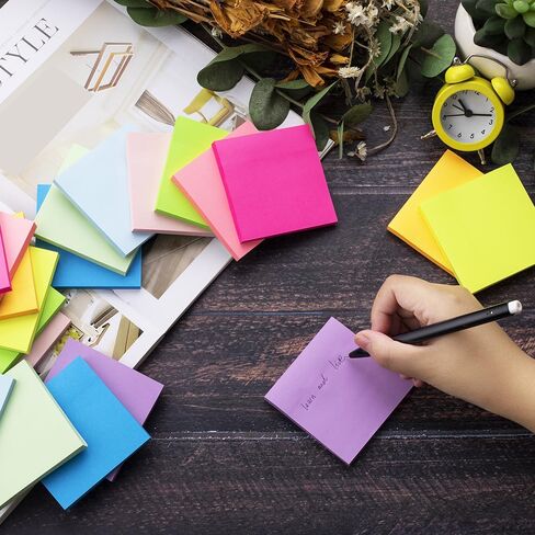 (40 حزمة) الملاحظات اللاصقة 3 × 3 في ما بعد العصي الساطعة الملونة فائقة ملصقات مذكرات الطاقة ، والمواد اللاصقة القوية in Kuwait