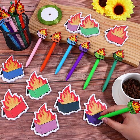 12Sets شكرًا لك هدايا FUMPSTER FIRE ARALS يمكن أن تطلق النار على الملاحظات اللاصقة لمستلزمات مكاتب الحريق المكتبي الموظف هدية لدعم عيد الميلاد in Kuwait