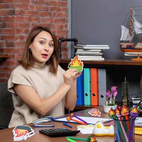 12Sets شكرًا لك هدايا FUMPSTER FIRE ARALS يمكن أن تطلق النار على الملاحظات اللاصقة لمستلزمات مكاتب الحريق المكتبي الموظف هدية لدعم عيد الميلاد in Kuwait